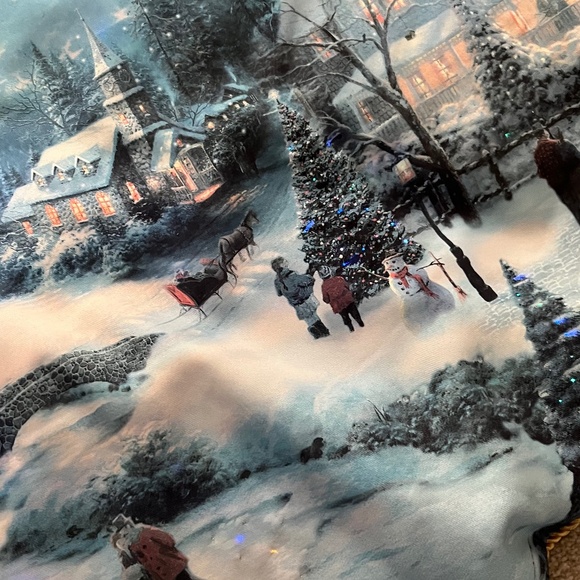 Thomas Kinkade Christmas Tree Skirt Light Up Illuminated Reversible - Picture 4 of 11